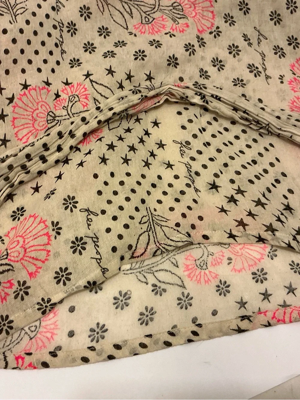 Free People Pink and Cream Floral Polka Dot Shoulder Bag